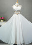 Embroidery & Beadings Chiffon Jewel White  A-line Evening Dress