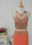 Orange Tulle & Chiffon Jewel Beadings Mermaid Evening Dress