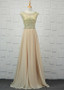 Elegant Beading Tulle & Chiffon Jewel Long A-line Evening Dress