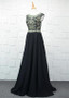 Elegant Beading Tulle & Chiffon Jewel Long A-line Evening Dress