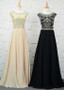 Elegant Beading Tulle & Chiffon Jewel Long A-line Evening Dress