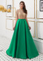 Gold Tulle & Satin High Collar Floor-length Beading A-line Prom Dress