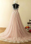 Appliques & Beadings Pink-Tulle Jewel Long A-Line Wedding Dress