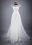 Tulle Jewel Beaded Lace Appliques Flowers A-line Wedding Dress