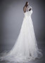 Tulle Jewel Beaded Lace Appliques Flowers A-line Wedding Dress