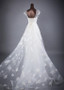 Tulle Jewel Beaded Lace Appliques Flowers A-line Wedding Dress
