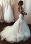 Beading Appliques Tulle Off-the-shoulder Long Mermaid Wedding Dress