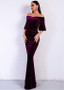 Velvet Off-the-shoulder Purple  Floor-length Mermaid Evening Dress