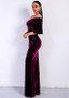 Velvet Off-the-shoulder Purple  Floor-length Mermaid Evening Dress