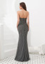  Sweetheart Silver Mermaid Evening Dress With Detachable Shawl