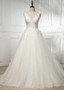 Beading Tulle V-neck Neckline A-line Wedding Dress