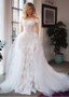 Appliques Tulle Off-the-shoulder Detachable Skirt 2 In 1 Wedding Dress