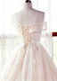 Tulle & Lace Off-the-shoulder Champagne A-line Wedding Dress