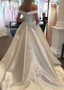  Satin Off-the-shoulder Belt & Pockets A-line Wedding Dress