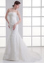  Simple Tulle Strapless  Mermaid Wedding Dress With Bead