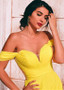 Tulle & Chiffon Off-the-shoulder Yellow A-line Evening Dress
