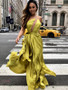 Sexy Yellow One Shoulder Backless Spaghetti Strap Prom Dress