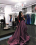 Off Shoulder Convertible Overskirt Grape Purple Satin Prom Dress