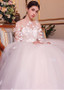 Handmade Flowers Tulle Jewel Ball Gown Wedding Dress