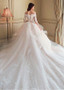 Appliques Tulle Off-the-shoulder Ball Gown Wedding Dress