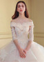Appliques Tulle Off-the-shoulder Ball Gown Wedding Dress