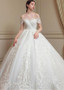 Tulle Off-the-shoulder Lace Appliques Ball Gown Wedding Dress
