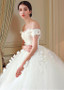  Handmade Flowers Tulle Off-the-shoulder  Ball Gown Wedding Dress