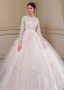 Lace & Tulle Jewel Appliques Flowers Ball Gown Wedding Dress