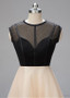Black Organza & Tulle Jewel A-line Homecoming Dresses