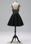 Lace & Satin V-neck Black Knee-length A-line Homecoming Dress