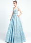 Blue Elegant Satin V-neck Neckline A-line Prom Dress
