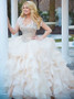 Ball Gown Scoop Beading Asymmetric Light Champagne Quinceanera Dress with Jacket