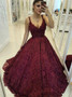 Beading Ball Gown Scoop Dark Red Lace Quinceanera Dress 