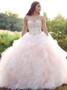 Ball Gown Beading Sweetheart Pink Tulle Quinceanera Dress