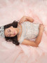 Pink Tulle Ball Gown Off-the-Shoulder Quinceanera Dress with Beading