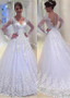 Long Sleeves V-neck A-line Wedding Dress With Bead