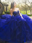 Ball Gown Beading Sweetheart Royal Blue Tulle Quinceanera Dress