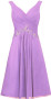 V Neck Sleeveless Short Purple Chiffon Bridesmaid Wedding Party Dress