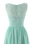 Mint A-line V-Neck Chiffon Long Empire Bridesmaid Dress
