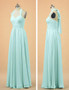 Mint Chiffon Halter A-Line Long Bridesmaid Wedding Guest Dress