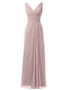 Red V-Neck Chiffon  Long Maxi Bridesmaid Dress