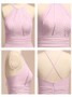 Halter Pink Long Chiffon Long Bridesmaid Dresses