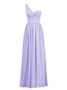 Long Purple Chiffon One Shoulder Bridesmaid Dress