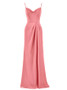 Long Chiffon Pink Spaghetti Party Evening Bridesmaid Dress