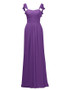 Lavender Ruffled Long Straps Chiffon A-line Bridesmaid Dress