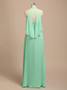 Red Halter Simple Long Maxi Bridesmaid Dresses