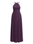 Grape Maxi Formal Long Halter Chiffon Bridesmaid Dress
