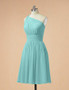  Asymmetric Chiffon  Party Green Short Bridesmaid Dress