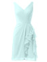 Champagne  V Neck Short A-Line Cocktail Dress Bridesmaid Dress
