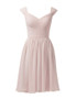 Watermelon Short Pleated Chiffon  A-Line Cocktail Bridesmaid Dress